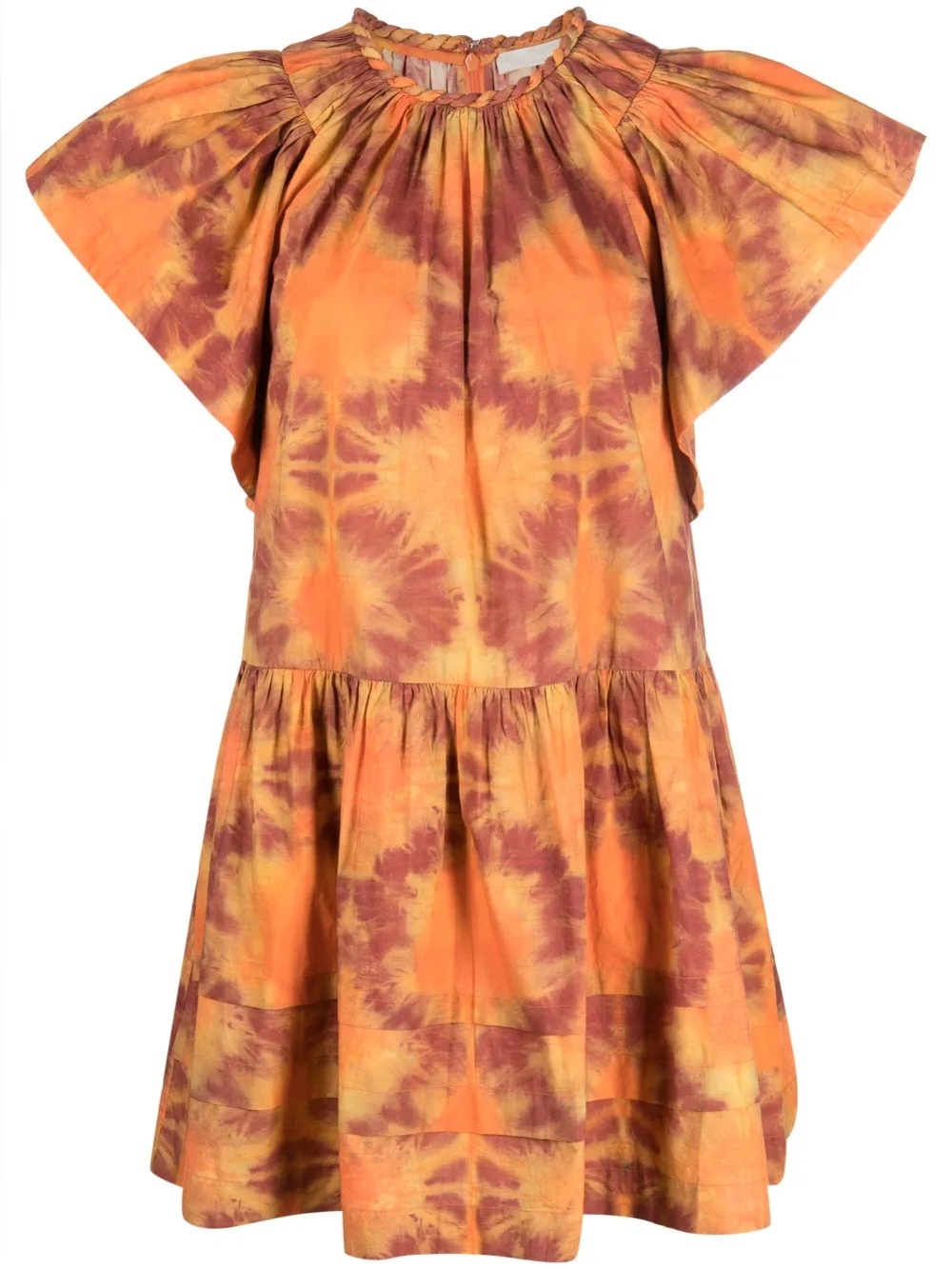 ULLA JOHNSON Isolde Dress in orange tie dye print size 8 $518